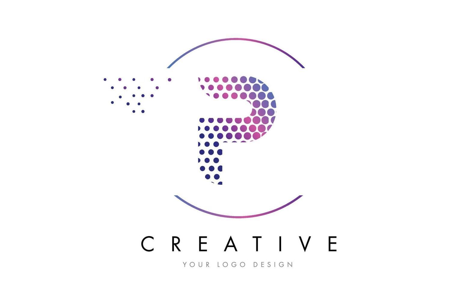 p roze magenta gestippelde zeepbel brief logo ontwerp vector