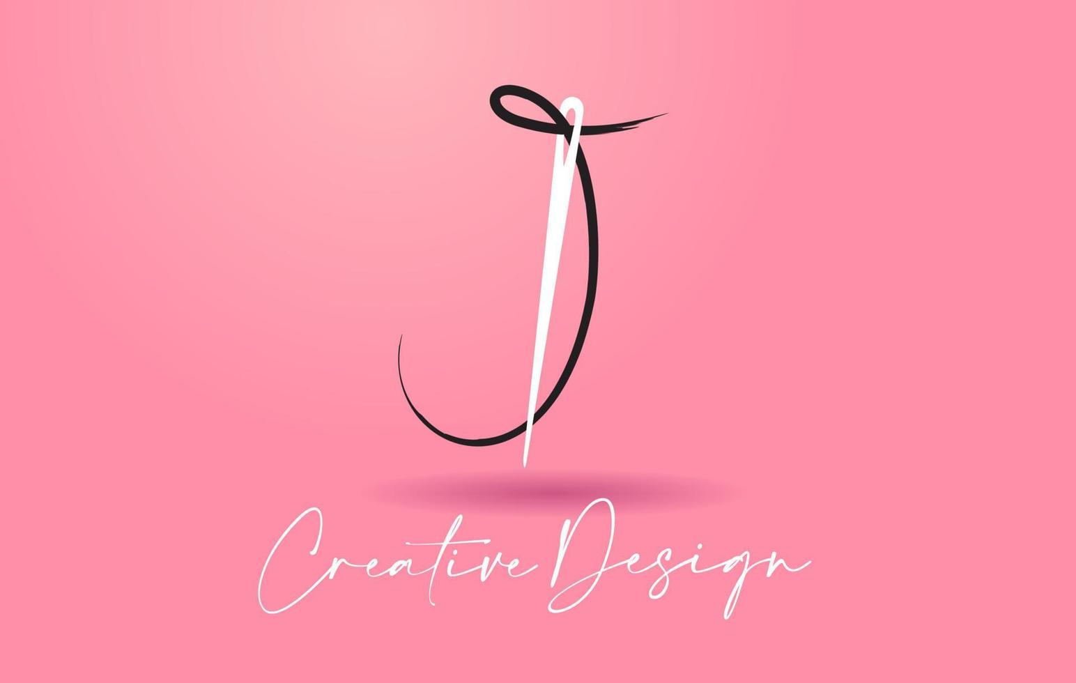 j brief logo met naald en draad creatief ontwerp concept vector