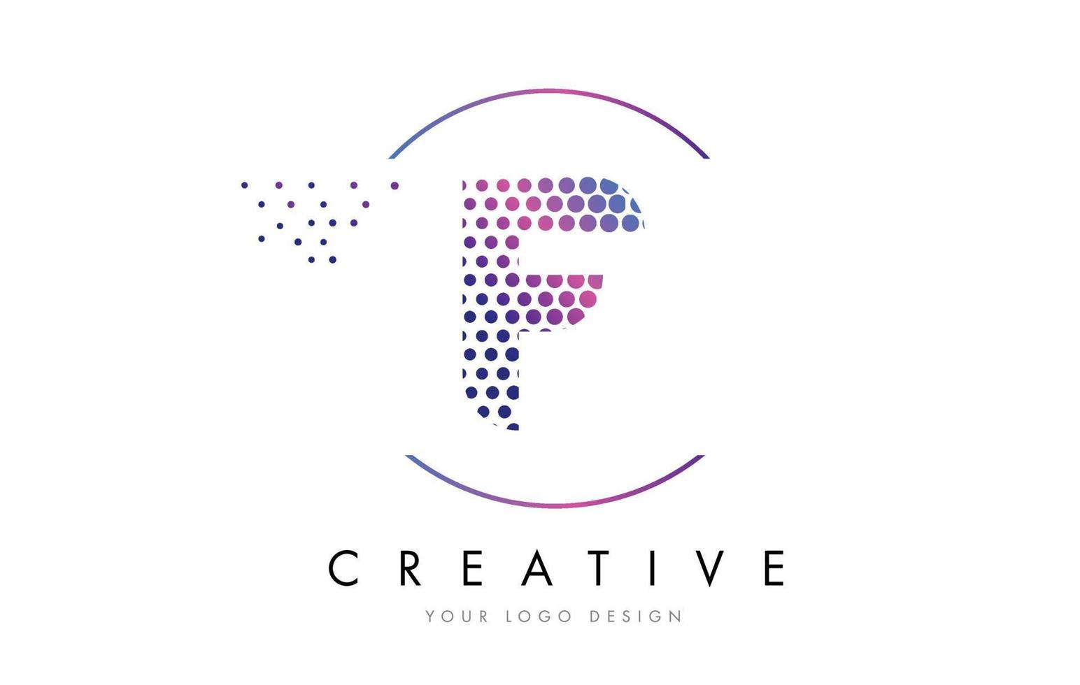 f roze magenta gestippelde zeepbel brief logo ontwerp vector