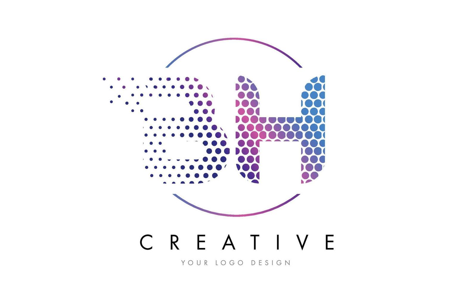 bh bh roze magenta gestippelde zeepbel brief logo ontwerp vector