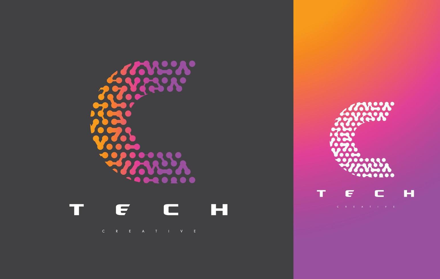 c letter logo-technologie. verbonden stippen brief ontwerp vector. vector