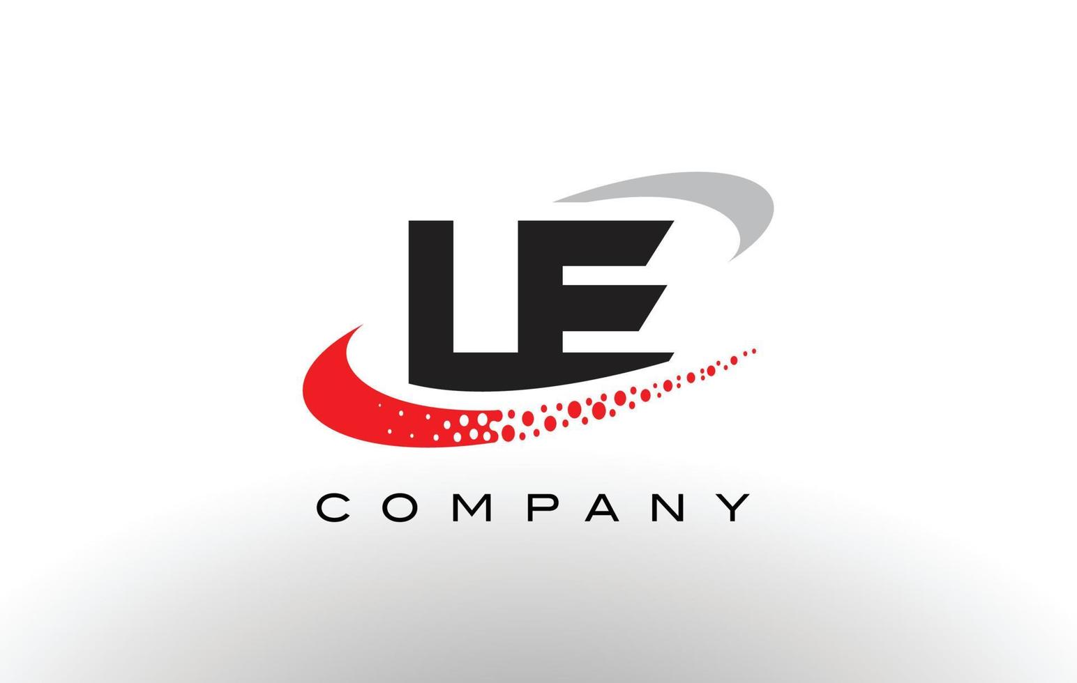 le moderne letter logo-ontwerp met rode gestippelde swoosh vector