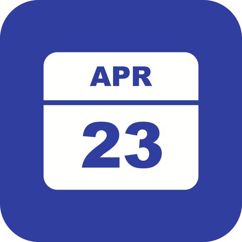 23 april Datum op een eendaagse kalender vector