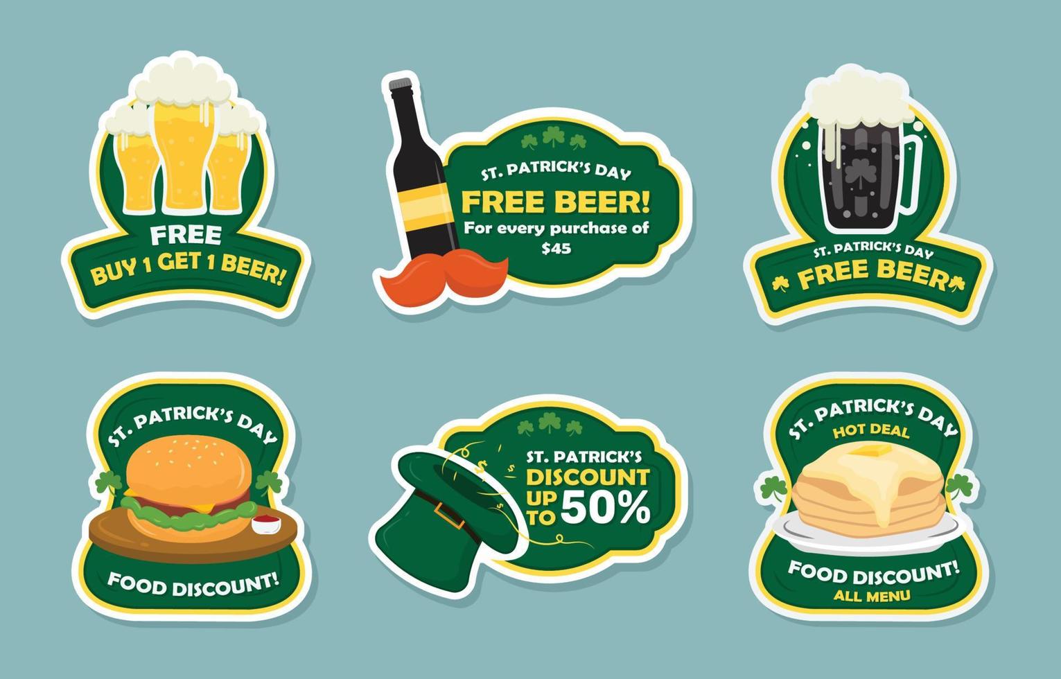 st. patrick's day voedselpromotie sticker vector