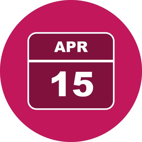 15 april Datum op een eendaagse kalender vector