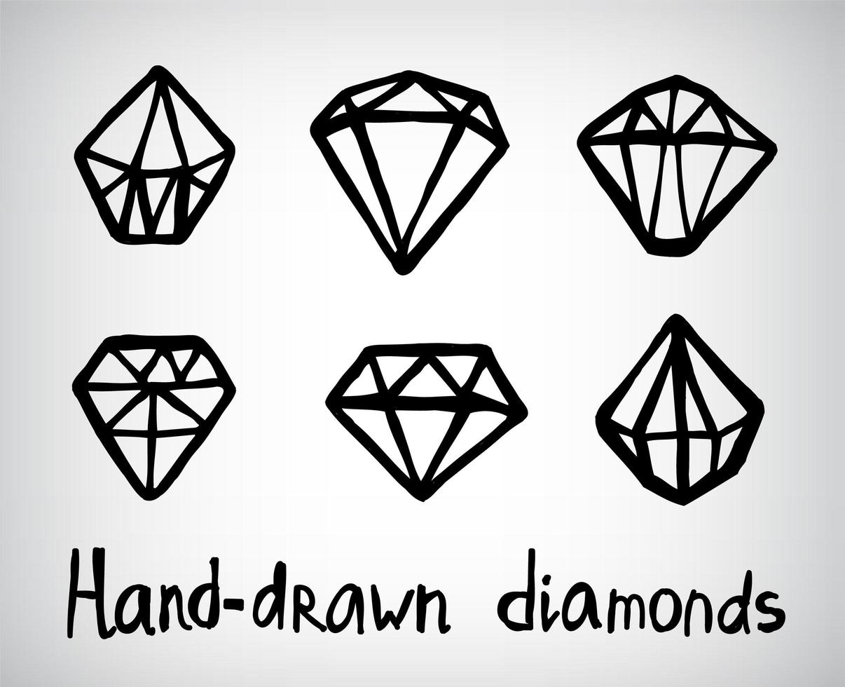 vector set handgetekende diamant iconen