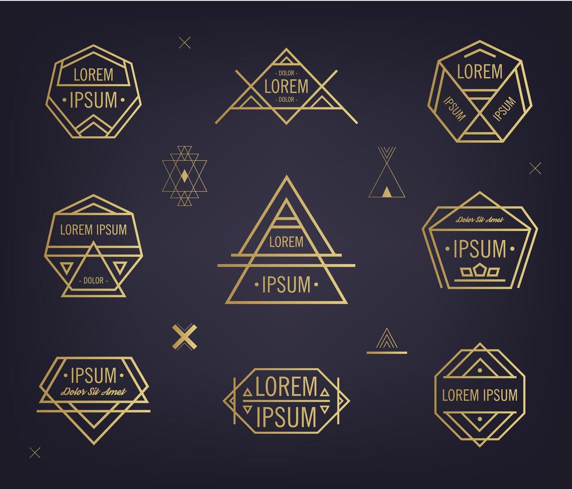 vector set van abstracte geometrische logo's. mystieke en esoterische vormen, badges met tekstruimte.