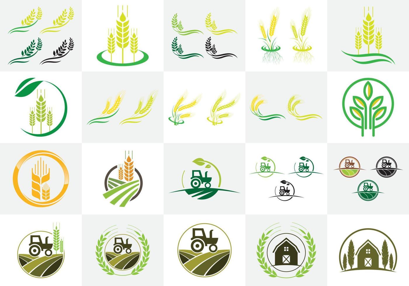 vector logo teken symbool icon set voor landbouw bedrijf of bedrijf