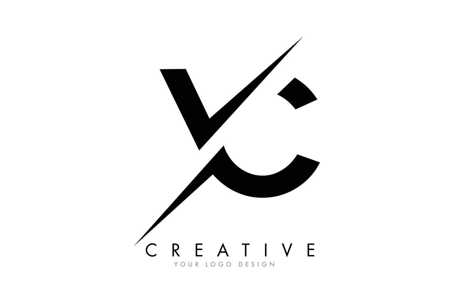 vc vc letter logo-ontwerp met een creatieve snit. vector