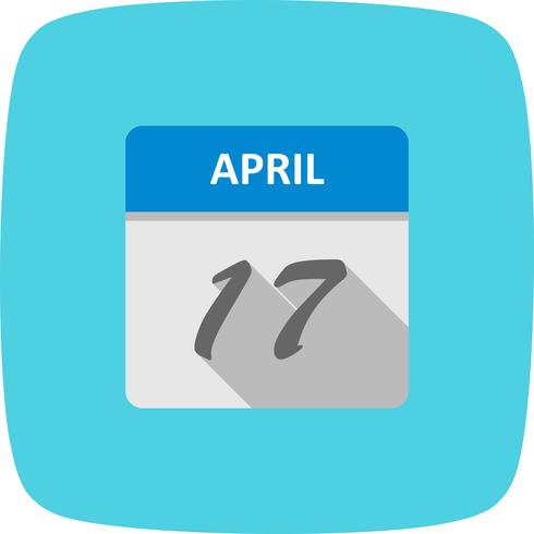 17 april Datum op een eendaagse kalender vector