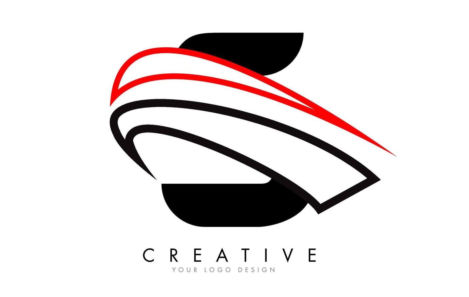 s letter logo met zwart en rood monogram sierletters ontwerp. vector