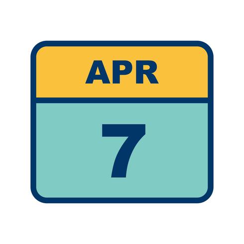 7 april Datum op een eendaagse kalender vector