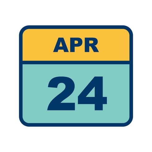 24 april Datum op een eendaagse kalender vector