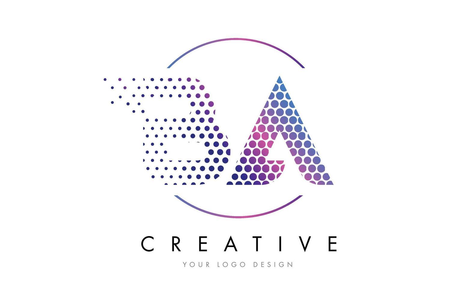 ba ba roze magenta gestippelde zeepbel brief logo ontwerp vector