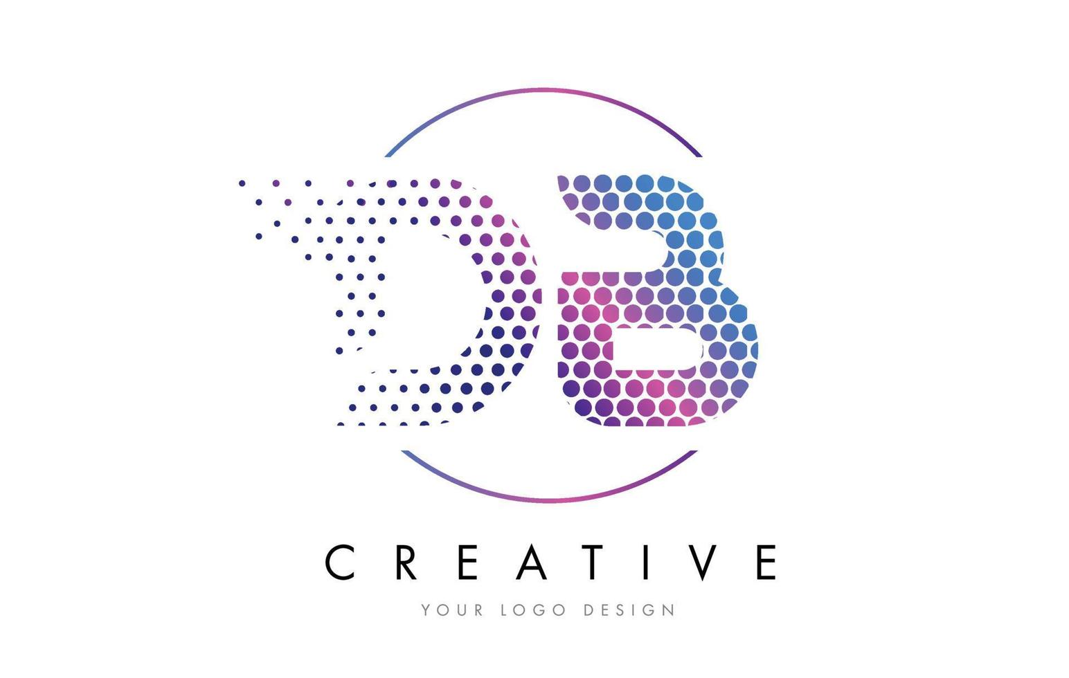 DB DB roze magenta gestippelde zeepbel brief logo ontwerp vector