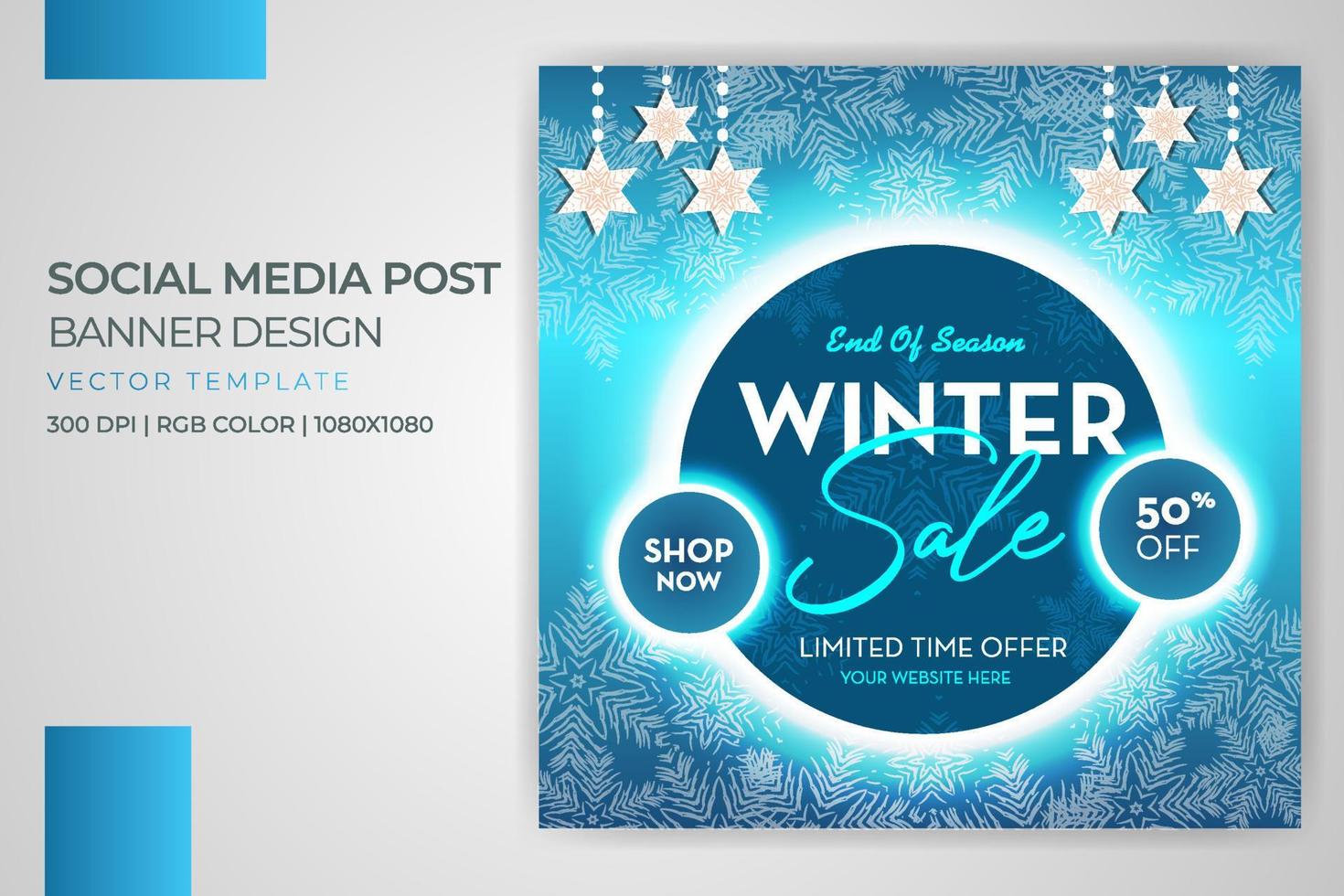 winterverkoop aanbieding kortingen decoratieve sociale media post banner vector sjabloonontwerp