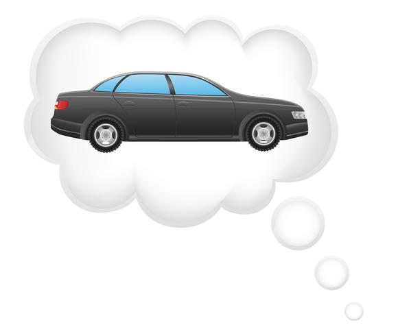 concept van een auto droom in wolk vectorillustratie vector