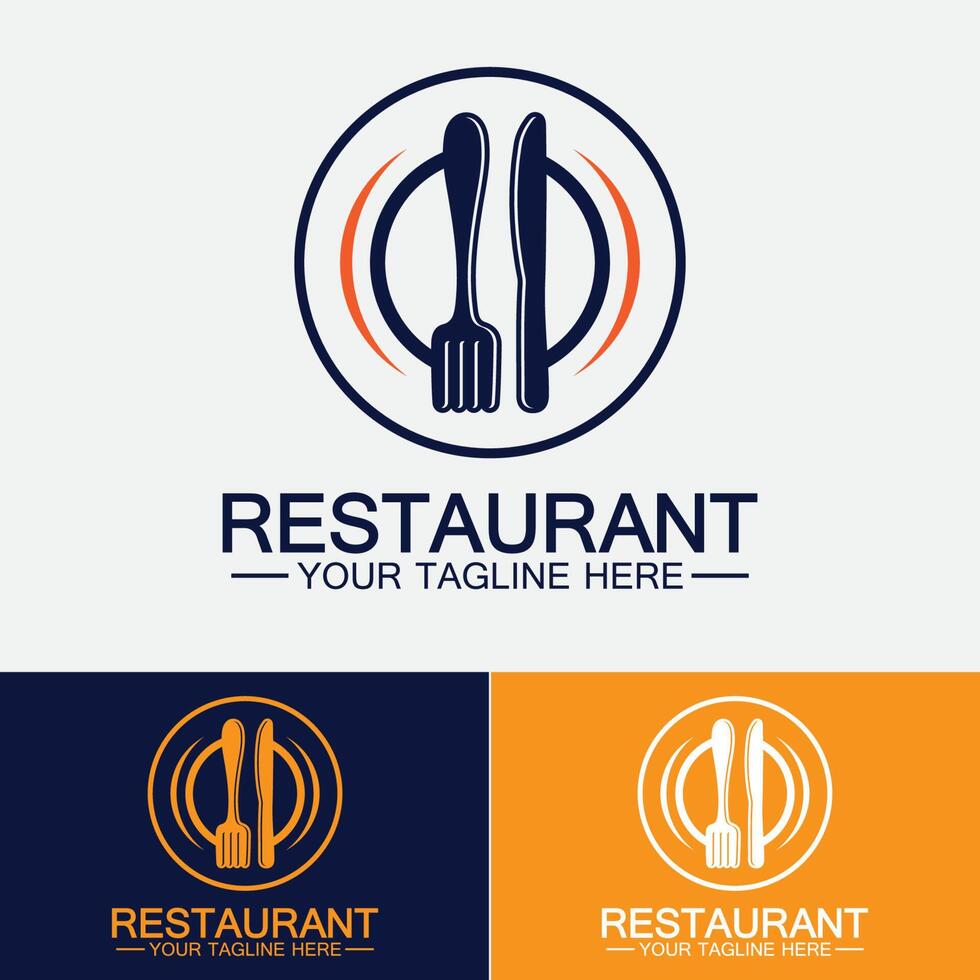 restaurant logo met lepel en vork icoon, menu ontwerp eten drinken concept voor café restaurant vector