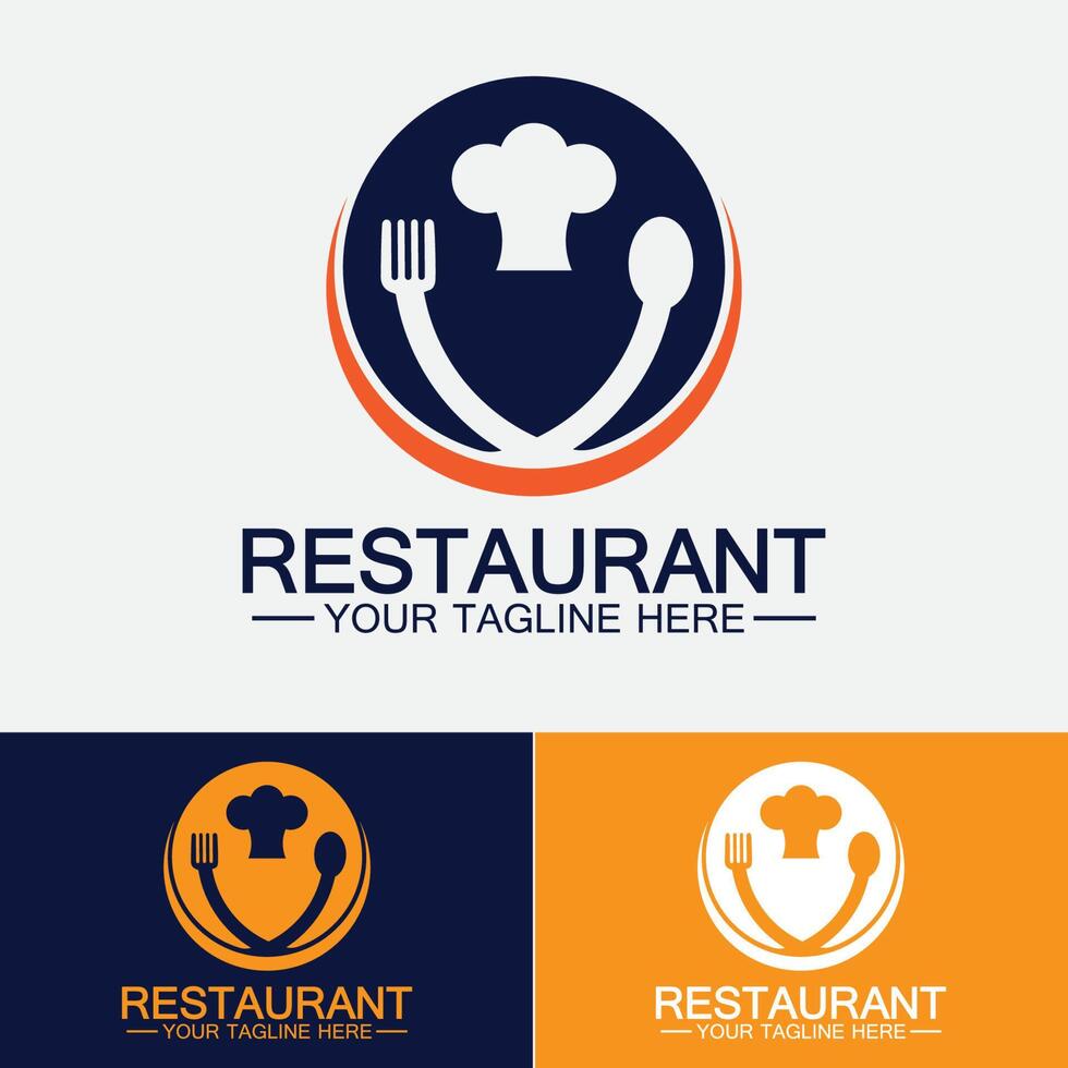 restaurant logo met lepel en vork icoon, menu ontwerp eten drinken concept voor café restaurant vector