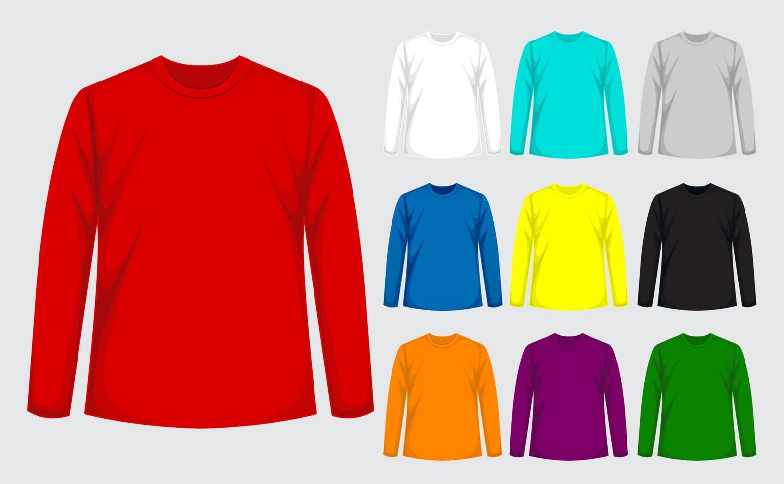 T-shirt met lange mouwen met verschillende kleurensetcollectie vector