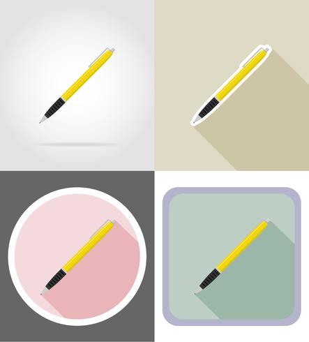 pen briefpapier apparatuur instellen plat pictogrammen vector illustratie