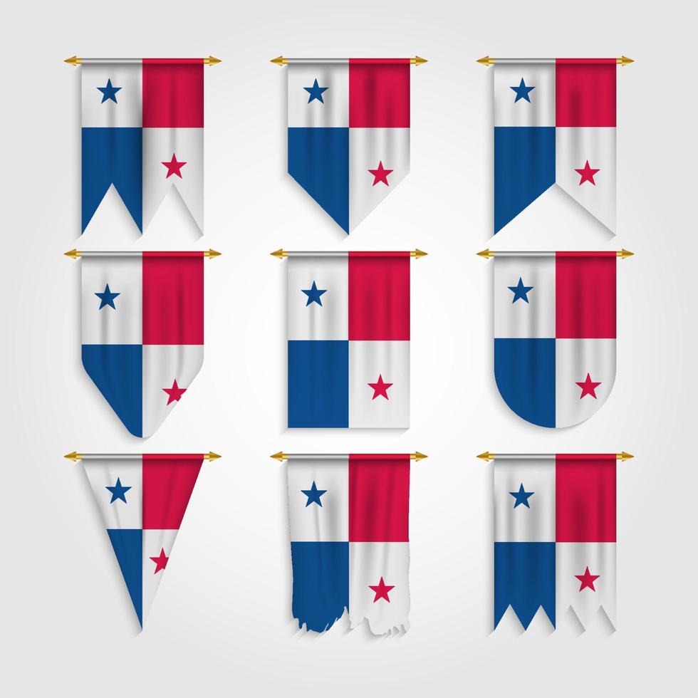 panama vlag in verschillende vormen, vlag van panama in verschillende vormen vector