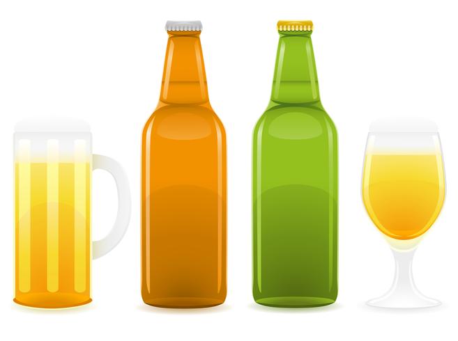 bierfles en glas vectorillustratie vector