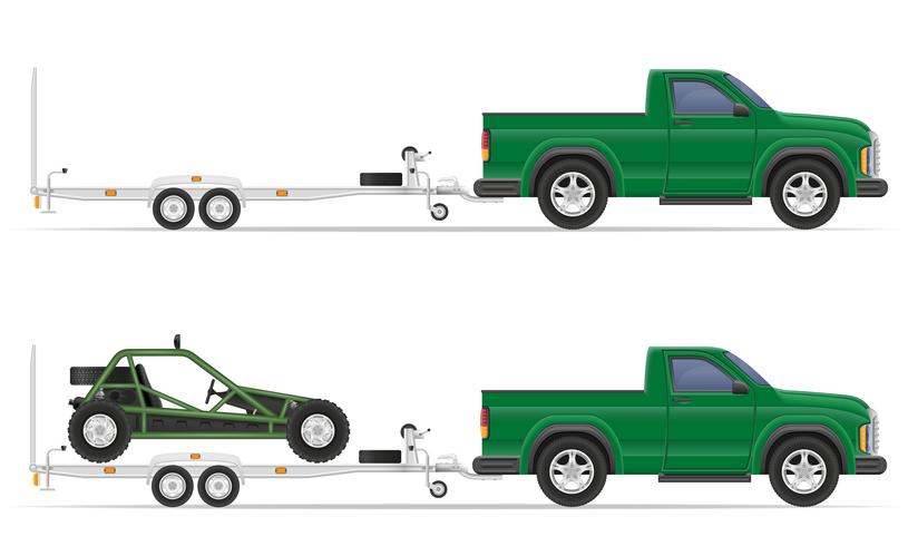auto pick-up met aanhangwagen vectorillustratie vector