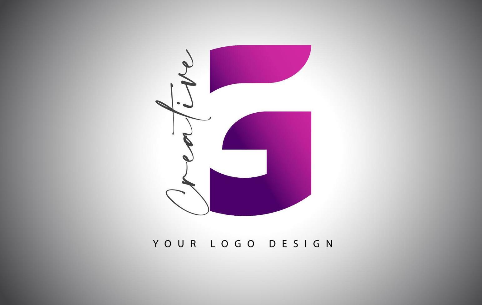 creatief letter g-logo met paars verloop en creatieve lettersnede. vector