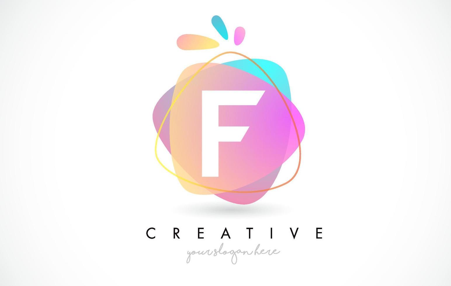 f letter logo-ontwerp met levendige kleurrijke splash afgeronde vormen. roze en blauw oranje abstract ontwerp brief pictogram vector. vector