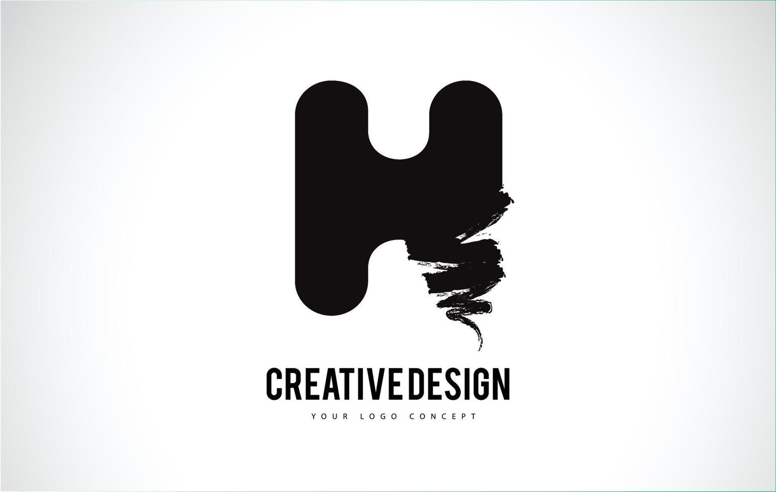 h brief logo ontwerp penseel penseelstreek. artistieke zwarte penseelstreek. vector