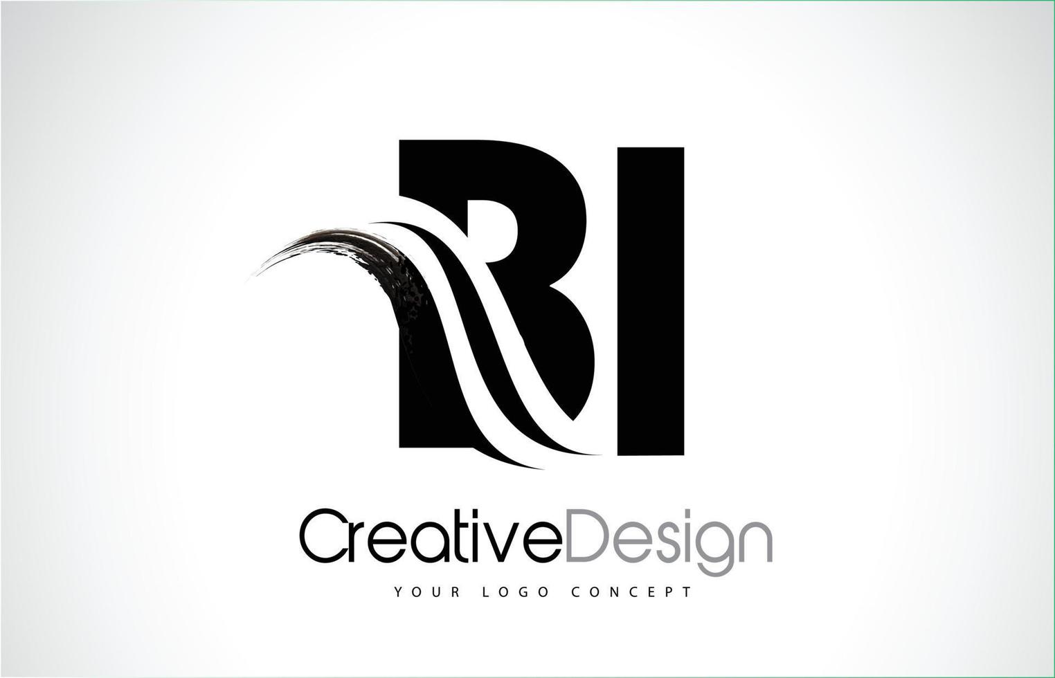 bi bi creatieve borstel zwarte letters ontwerp met swoosh vector