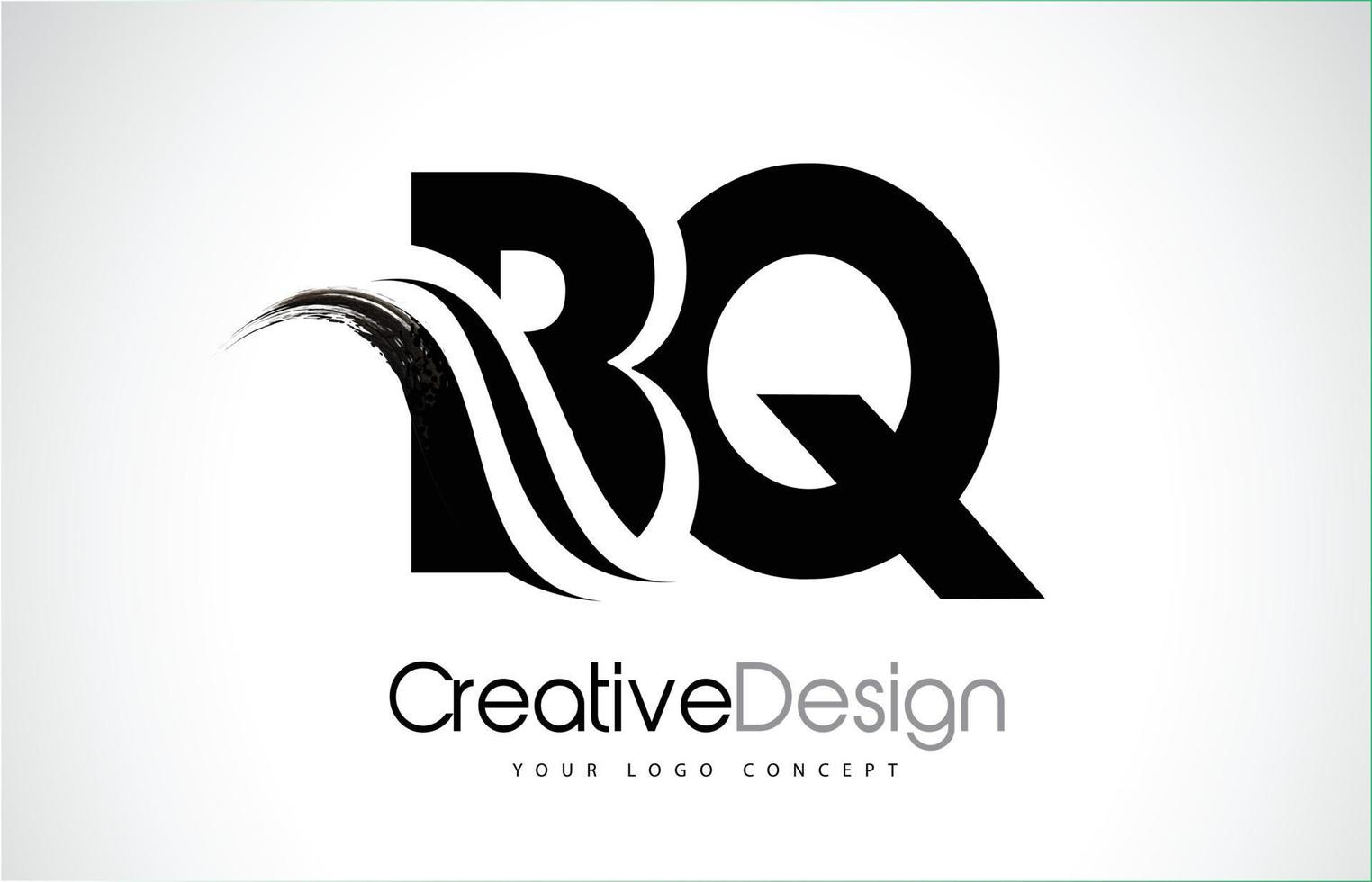 bq bq creatieve borstel zwarte letters ontwerp met swoosh vector