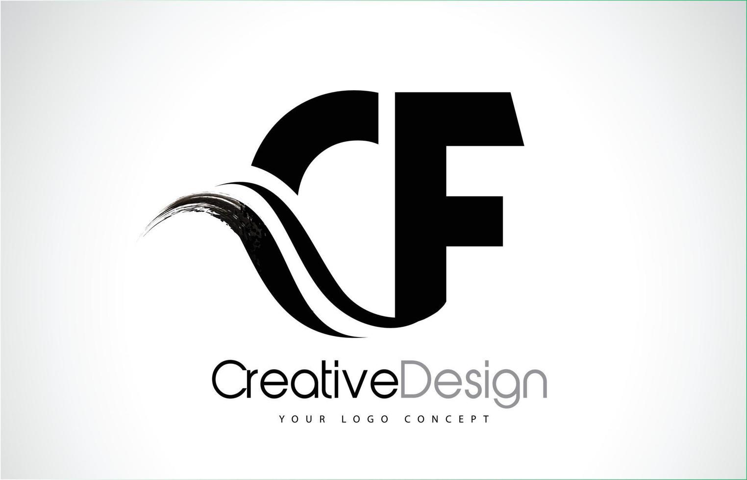 cf cf creatieve borstel zwarte letters ontwerp met swoosh vector