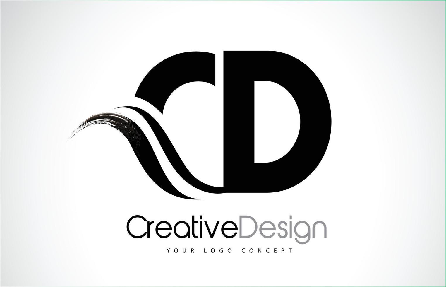 cd cd creatieve borstel zwarte letters ontwerp met swoosh vector