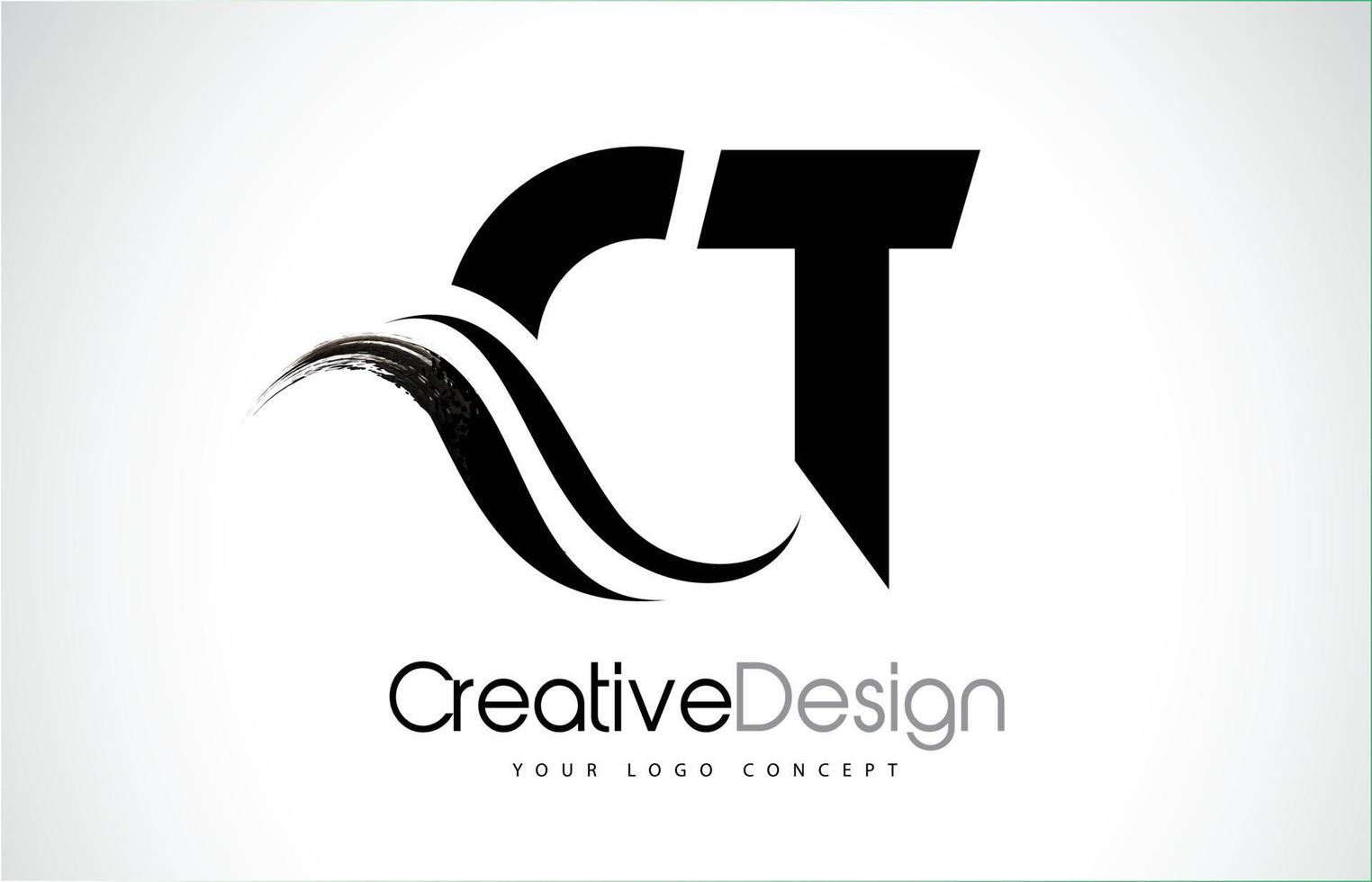 ct ct creatieve borstel zwarte letters ontwerp met swoosh vector