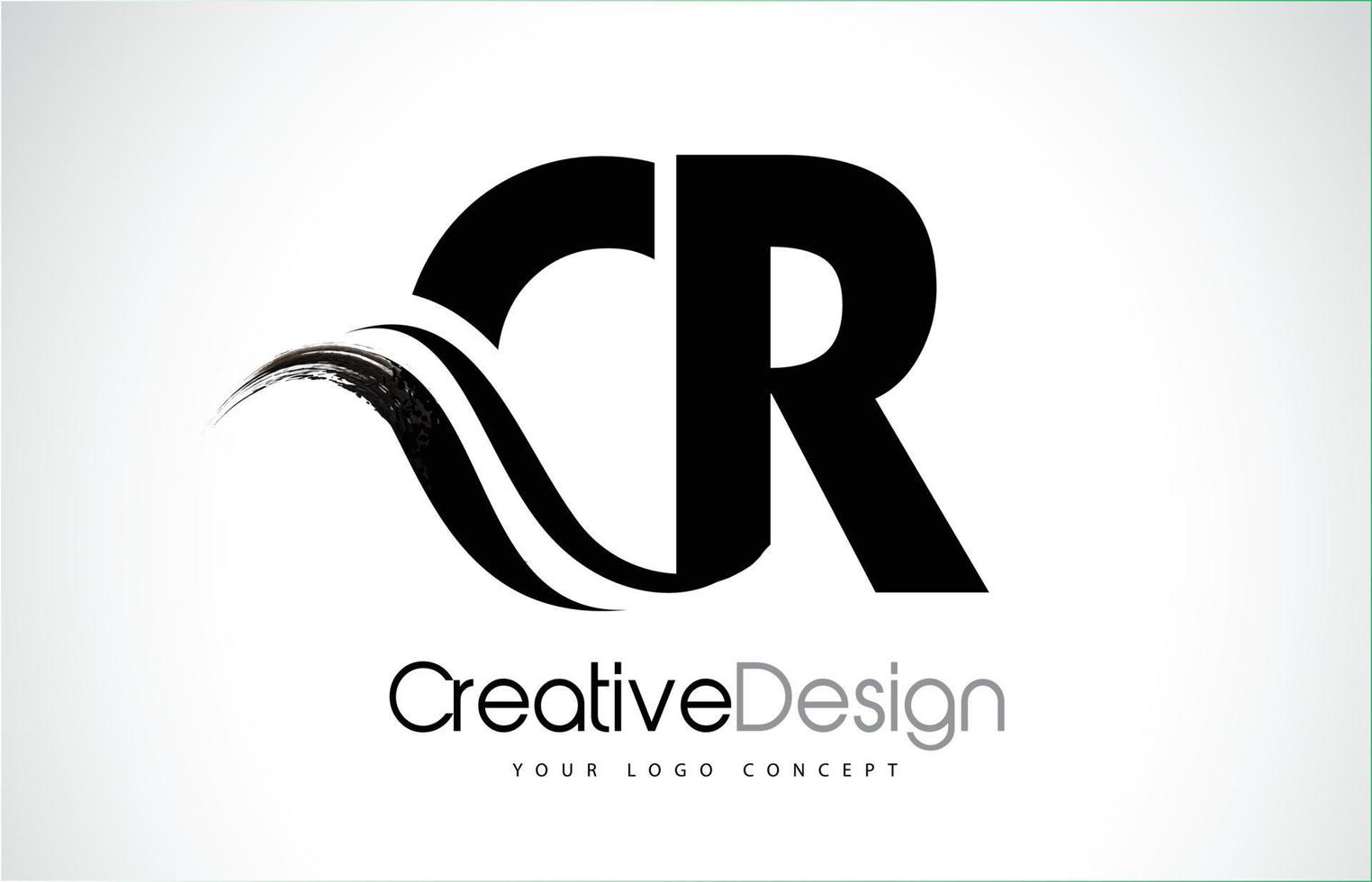 cr cr creatieve borstel zwarte letters ontwerp met swoosh vector
