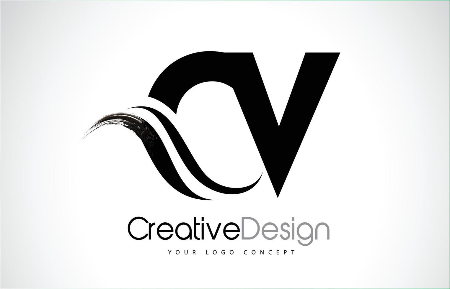 cv cv creatieve borstel zwarte letters ontwerp met swoosh vector