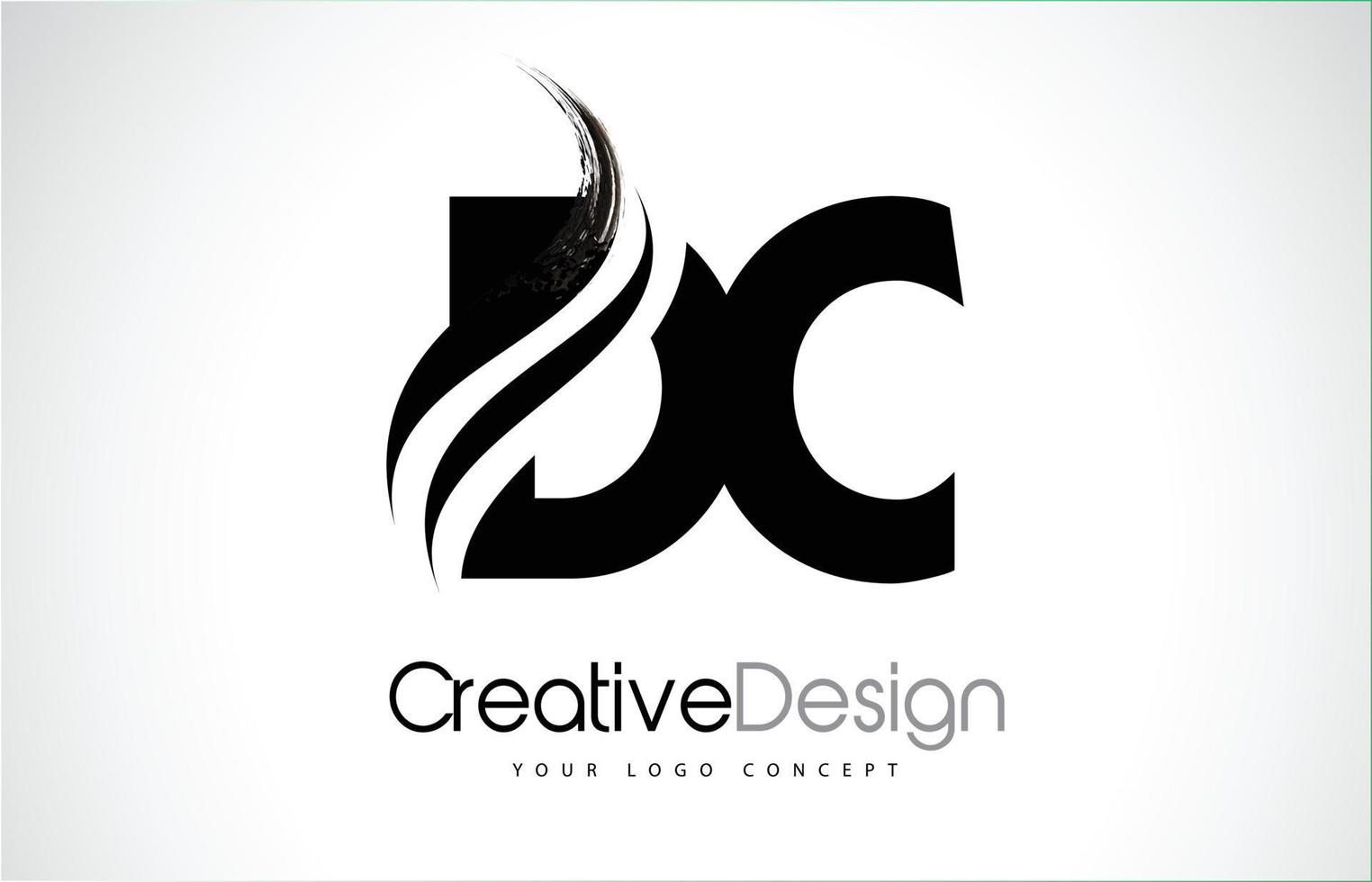 dc dc creatieve borstel zwarte letters ontwerp met swoosh vector