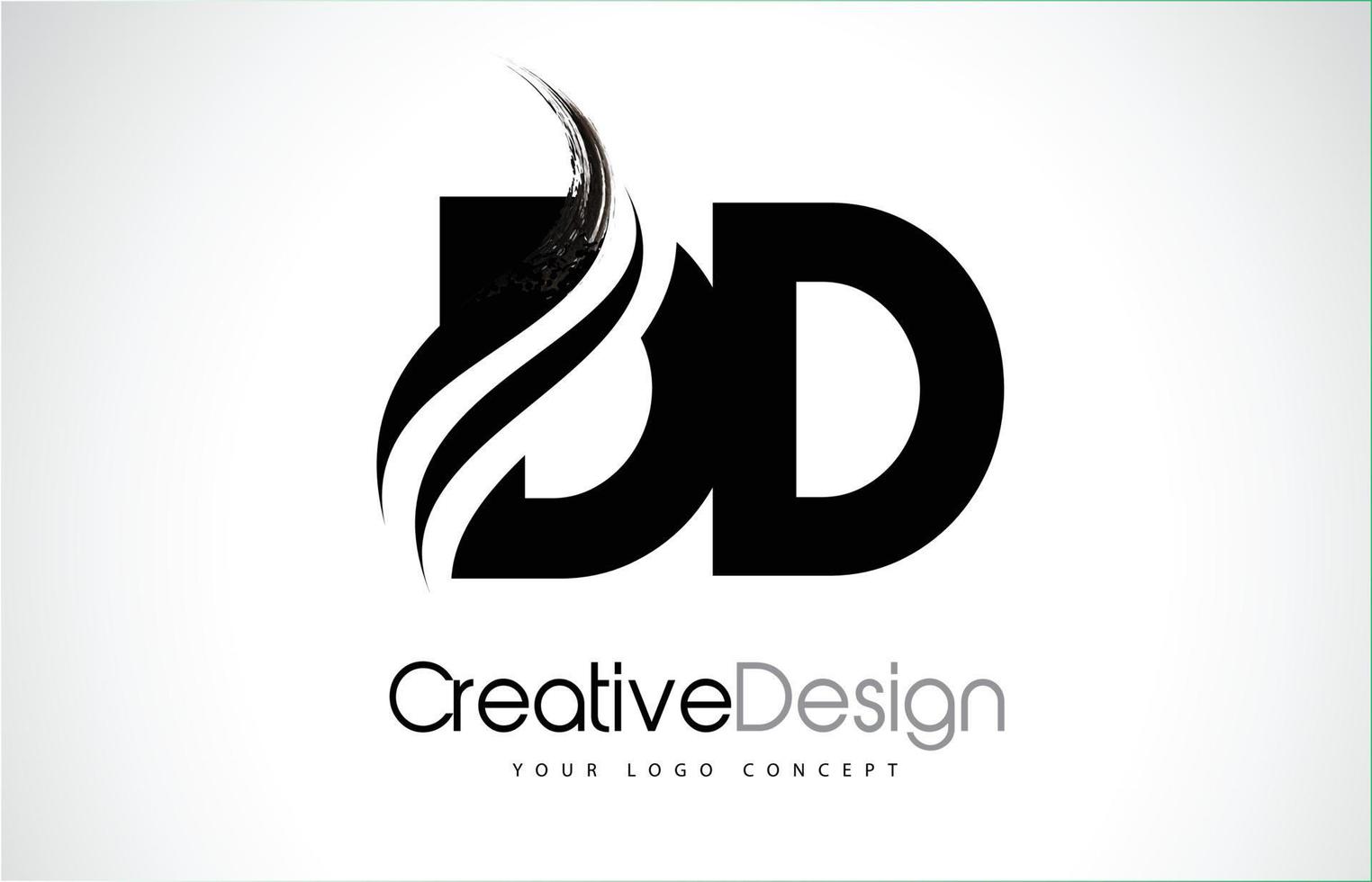 dd dd creatieve borstel zwarte letters ontwerp met swoosh vector