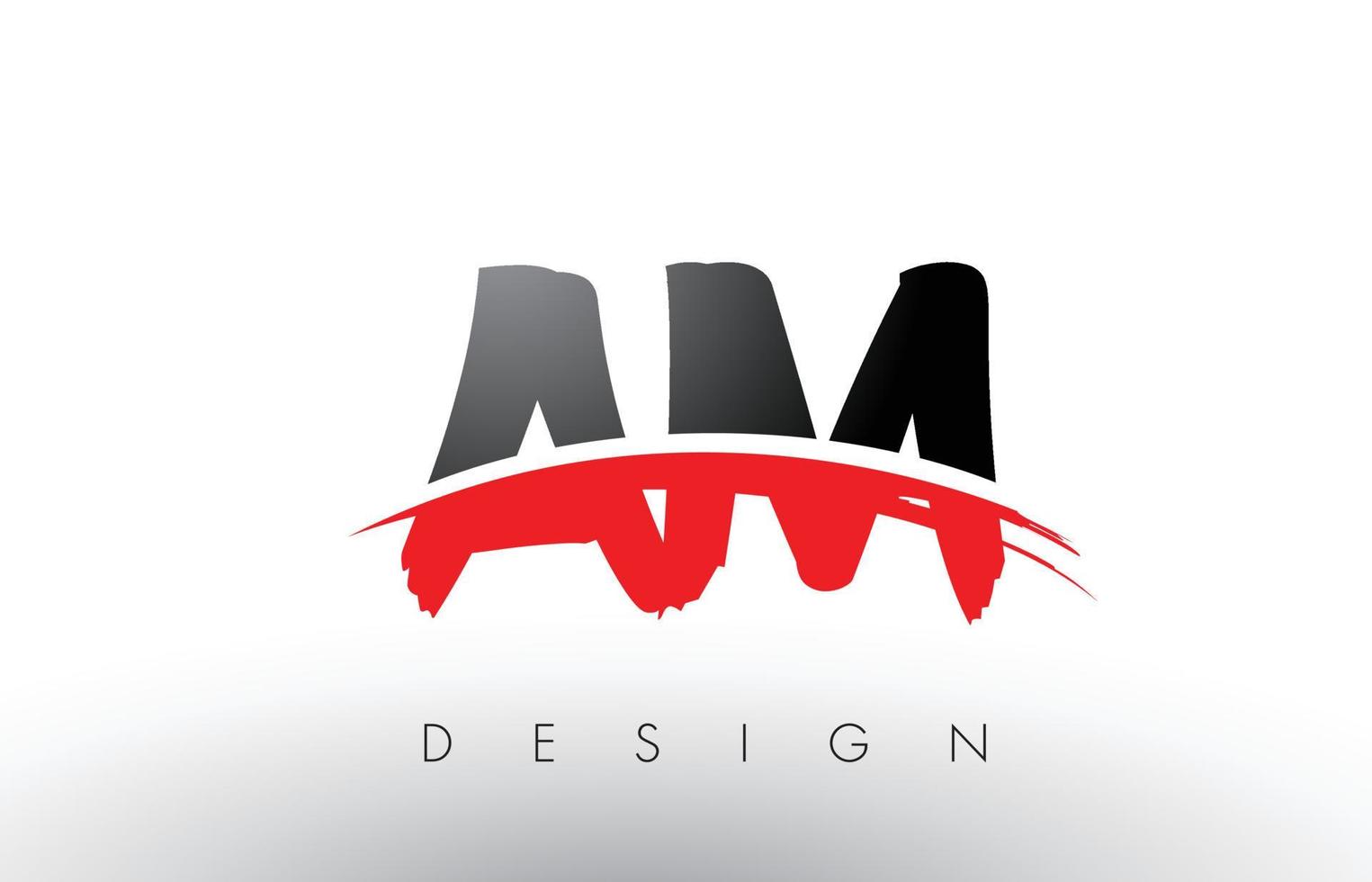 am am brush logo letters met rode en zwarte swoosh brush voorkant vector