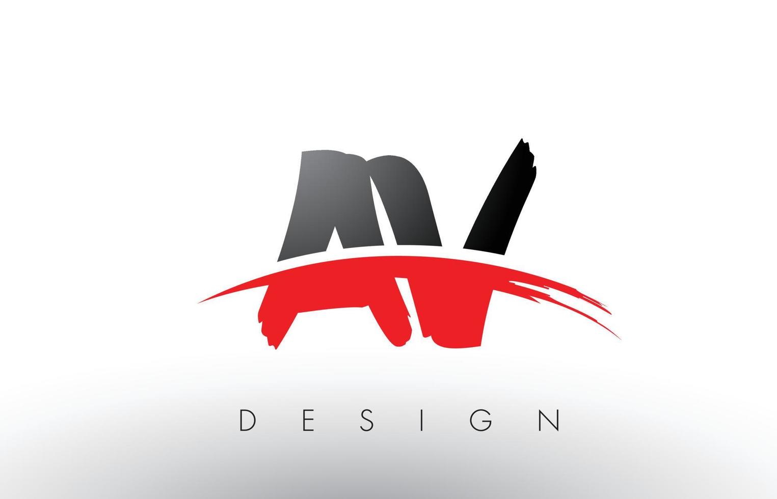 av av brush logo letters met rode en zwarte swoosh brush voorkant vector