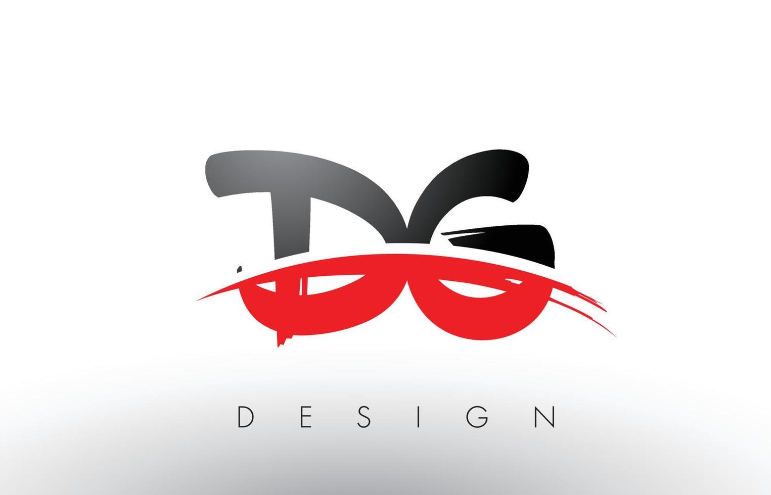 dg dg brush logo letters met rode en zwarte swoosh brush voorkant vector