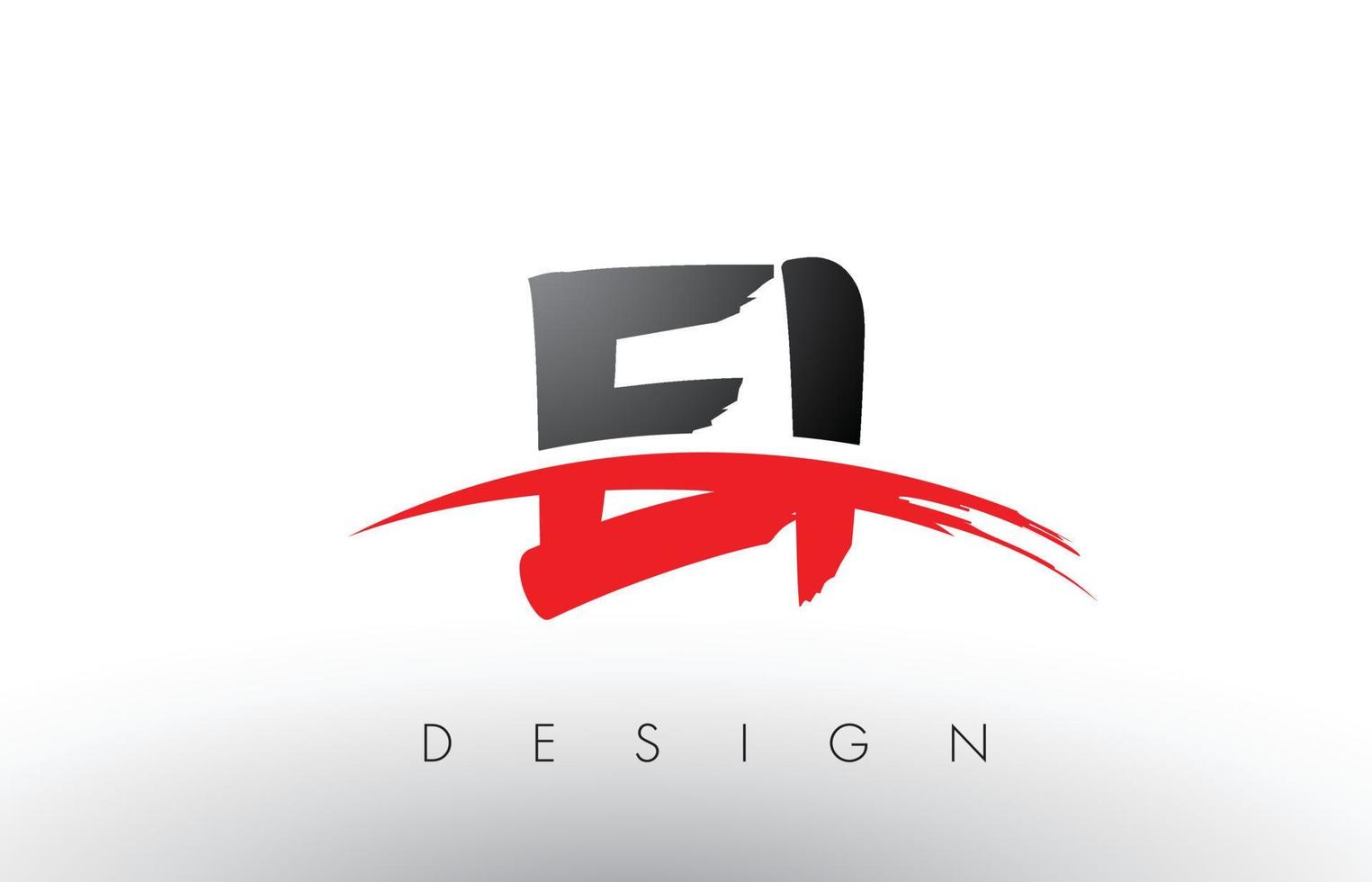 ei ei borstel logo letters met rode en zwarte swoosh borstel voorkant vector