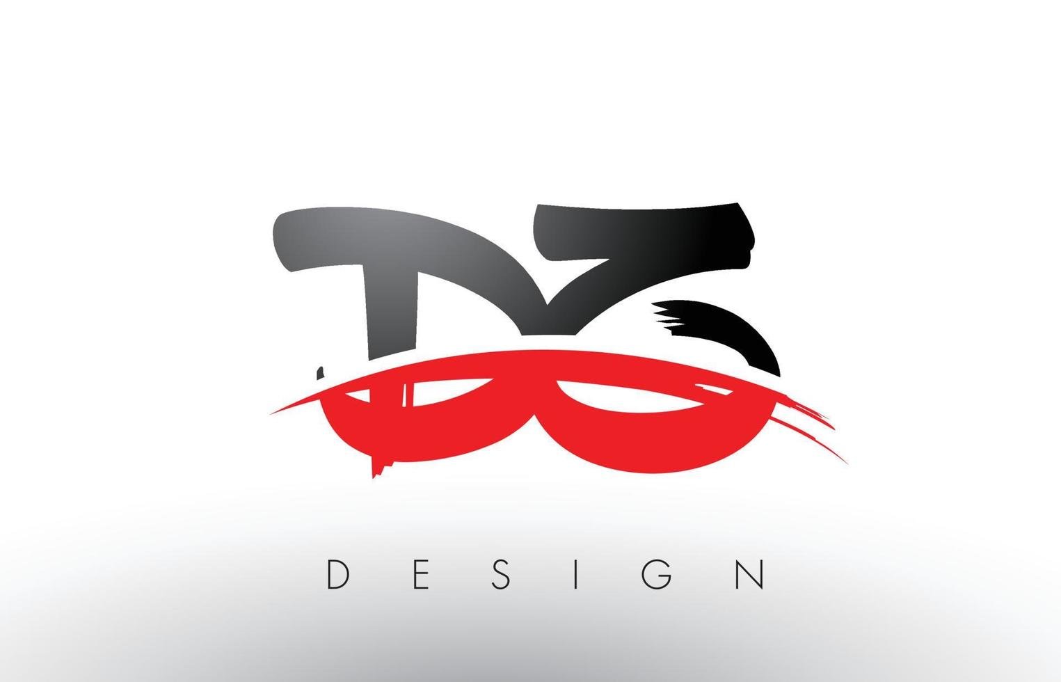 dz dz brush logo letters met rode en zwarte swoosh brush voorkant vector