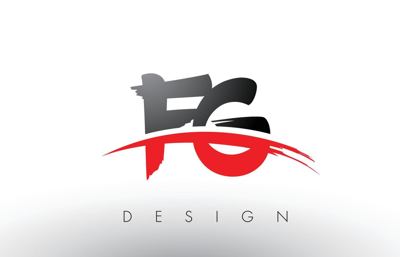 fg fg brush logo letters met rode en zwarte swoosh brush voorkant vector