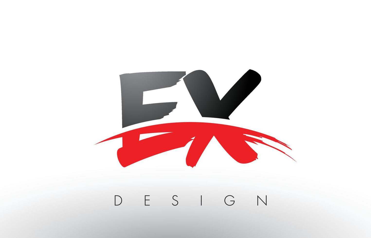 ex ex brush logo letters met rode en zwarte swoosh brush voorkant vector