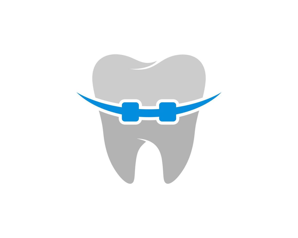 gezonde tand met blauwe beugel erin vector