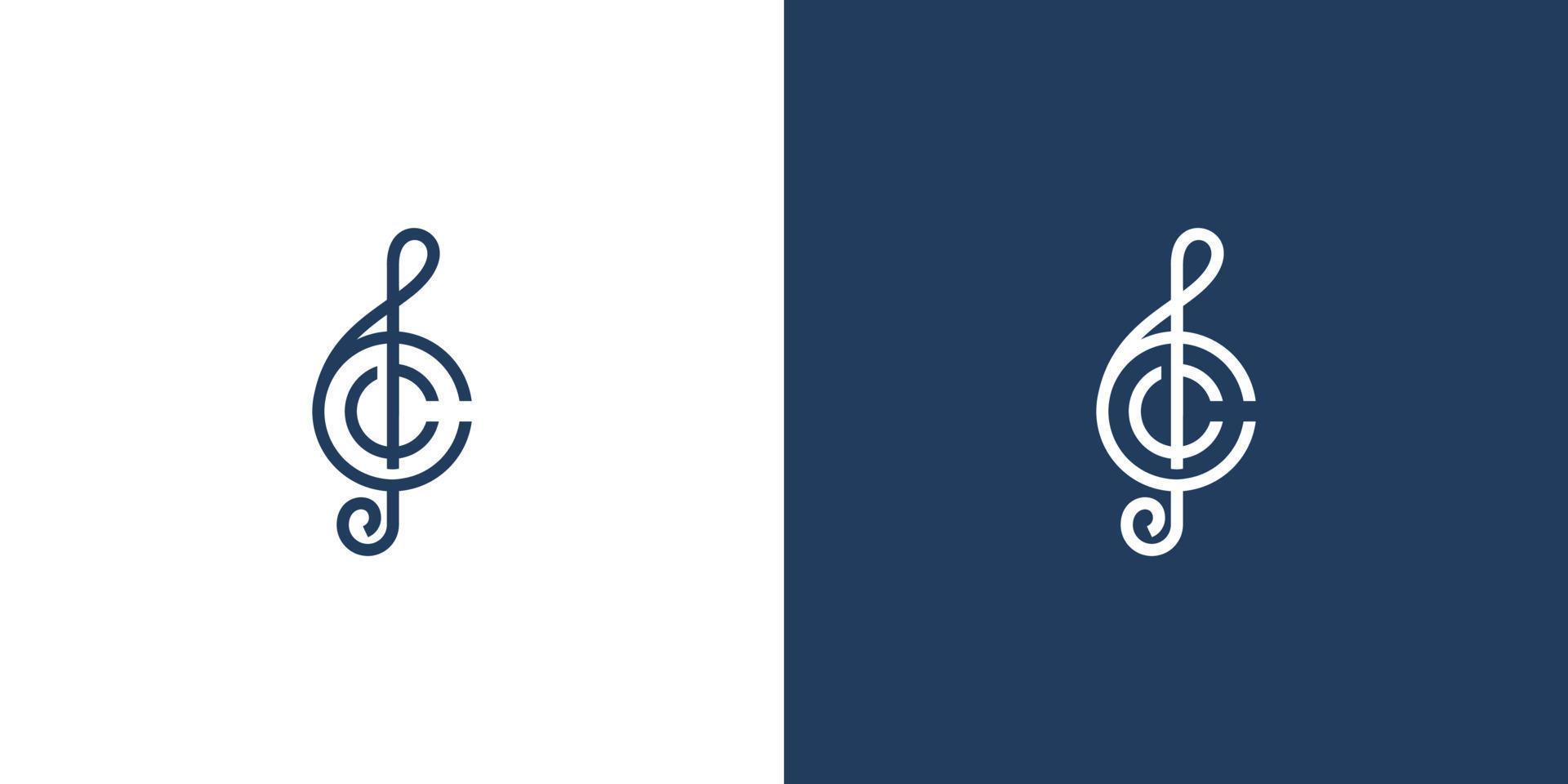 modern en elegant c initialen muziek logo-ontwerp 2 vector