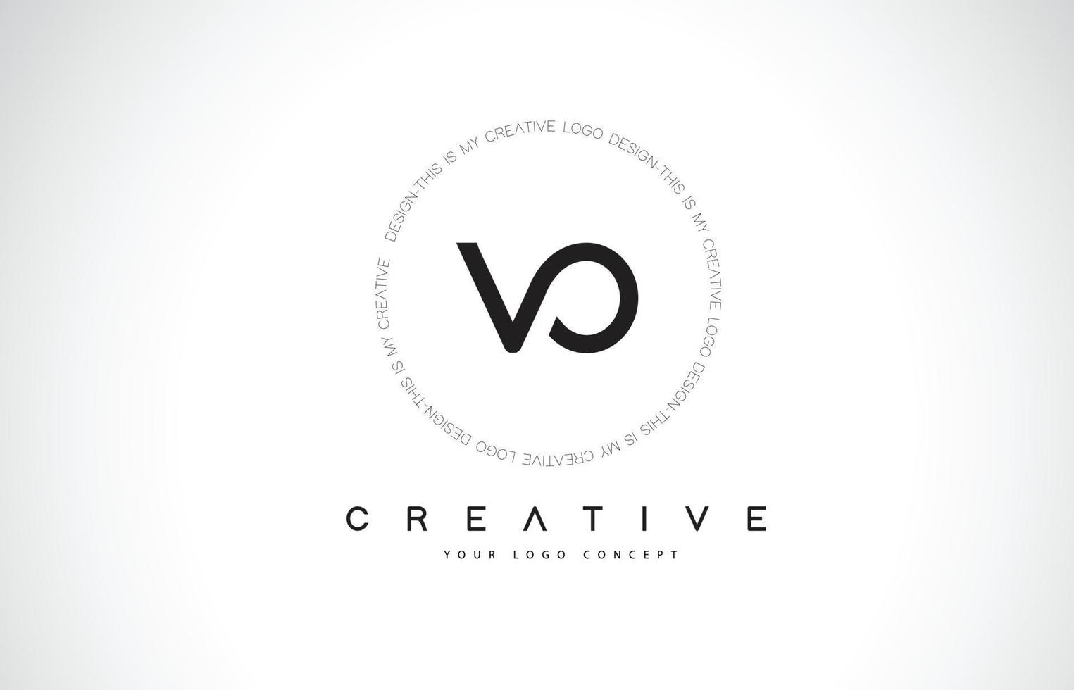 vo vo logo-ontwerp met zwart-wit creatieve tekst brief vector. vector